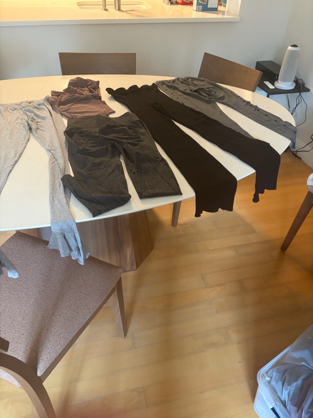 Mixed Ribbed and Knit Leggings Bundle - Black, Gray, Taupe